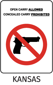 Kansas Open Carry Allowed Concealed Carry Prohibited Sign