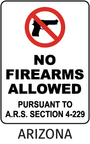 Arizona No Firearms Allowed Sign