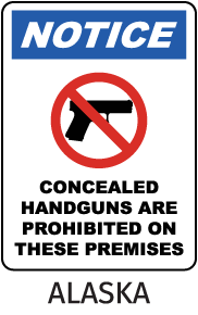 Alaska Handguns Prohibited Sign