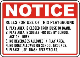 Rules For Use Of Playground Sign
