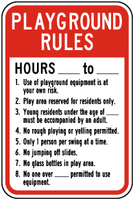 Playground Rules and Hours Sign