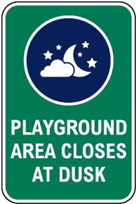Playground Area Closes At Dusk Sign