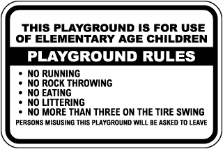 Playground For Elementary Age Children Sign