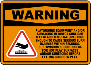 Playground Equipment May Reach High Temperatures Sign