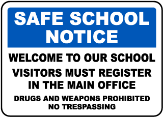 Visitors Register At Main Office Sign