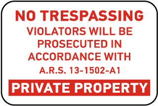 Arizona No Trespassing Sign