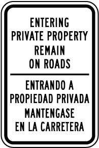 Bilingual Colorado Private Property Access Road Sign