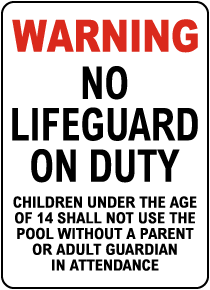 California No Lifeguard Sign