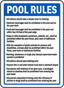 Delaware Pool Rules Sign