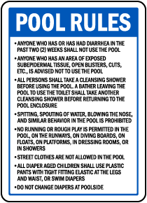Indiana Pool Rules Sign
