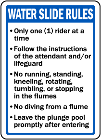 Indiana Water Slide Rules Sign