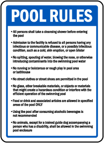 Michigan Pool Rules Sign