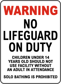 Nevada No Lifeguard on Duty Sign