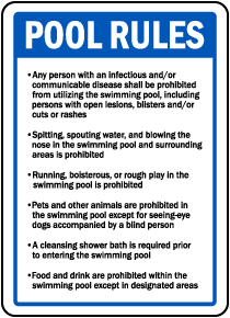 Rhode Island Pool Rules Sign