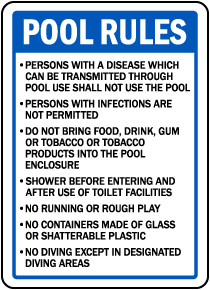South Dakota Pool Rules Sign