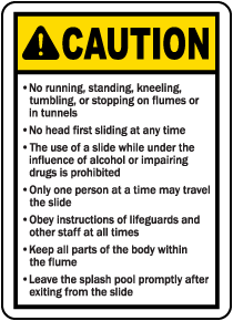 Utah Water Slide Rules Sign