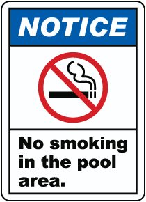 No Smoking In The Pool Area Sign
