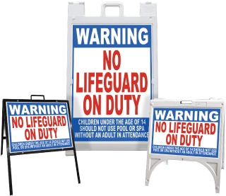 Warning No Lifeguard On Duty Sandwich Board