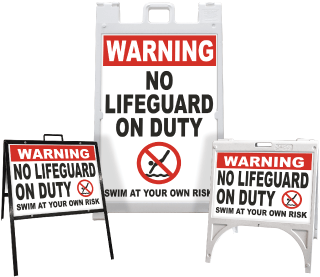 Warning No Lifeguard On Duty Sandwich Board