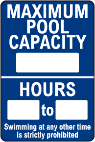 Maximum Pool Capacity Sign