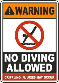 Warning No Diving Allowed Sign
