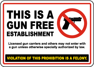 New York Gun Free Establishment Sign