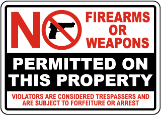 No Firearms or Weapons Permitted Sign