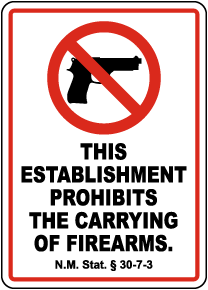 New Mexico Prohibits The Carrying Of Firearms Sign