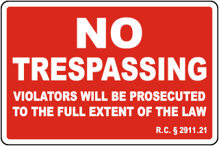 Ohio No Trespassing Violators Will Be Prosecuted Sign