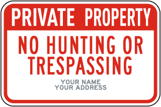Custom New Hampshire Private Property No Hunting or Trespassing Sign
