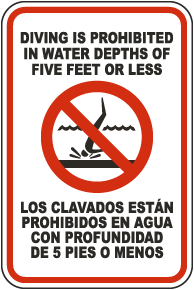 Bilingual Diving is Prohibited Sign