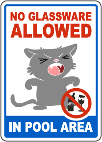 No Glassware Allowed in Pool Area Sign