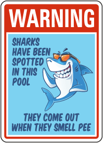 Warning Sharks Have Been Spotted in This Pool Sign