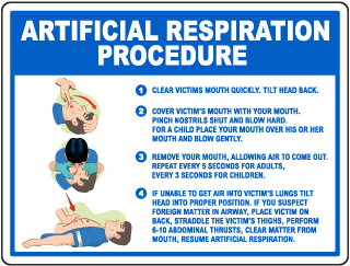 California Artificial Respiration Procedure Sign