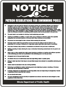 Illinois Patron Regulations for Swimming Pools Sign