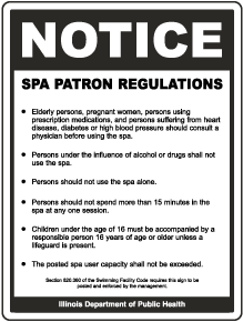 Illinois Spa Patron Regulations Sign
