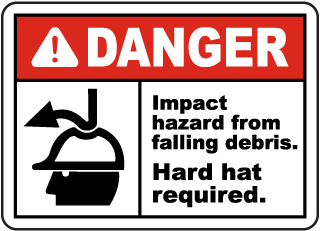 Impact Hazard From Falling Debris Sign