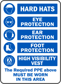 FOOT PROTECTION MUST BE WARN health and safety signs pub 6No 50x50mm 