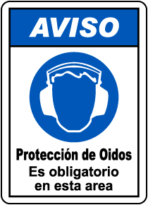 Spanish Notice Hearing Protection Must Be Worn Sign
