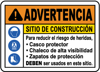 Spanish Warning Construction Site Risk of Injury Sign