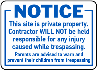 Notice Private Property Sign