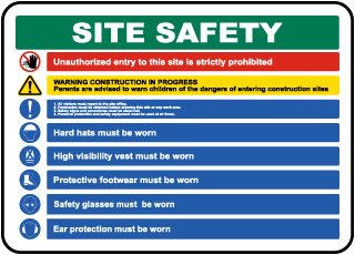 Site Safety Rules & PPE Required Sign