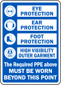 The Required PPE Must Be Worn Sign