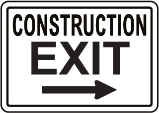 Construction Exit Sign with Right Arrow