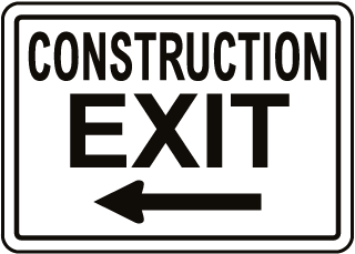 Construction Exit Sign with Left Arrow
