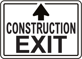 Construction Exit Sign with Up Arrow