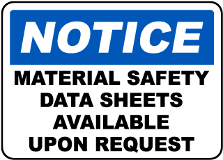 Safety Data Sheets Available Sign