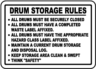 Drum Storage Rules Sign