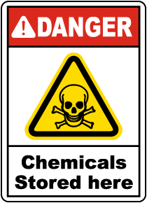 Danger Chemicals Stored Here Sign