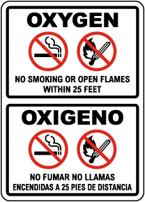 Bilingual Oxygen No Smoking No Open Flames